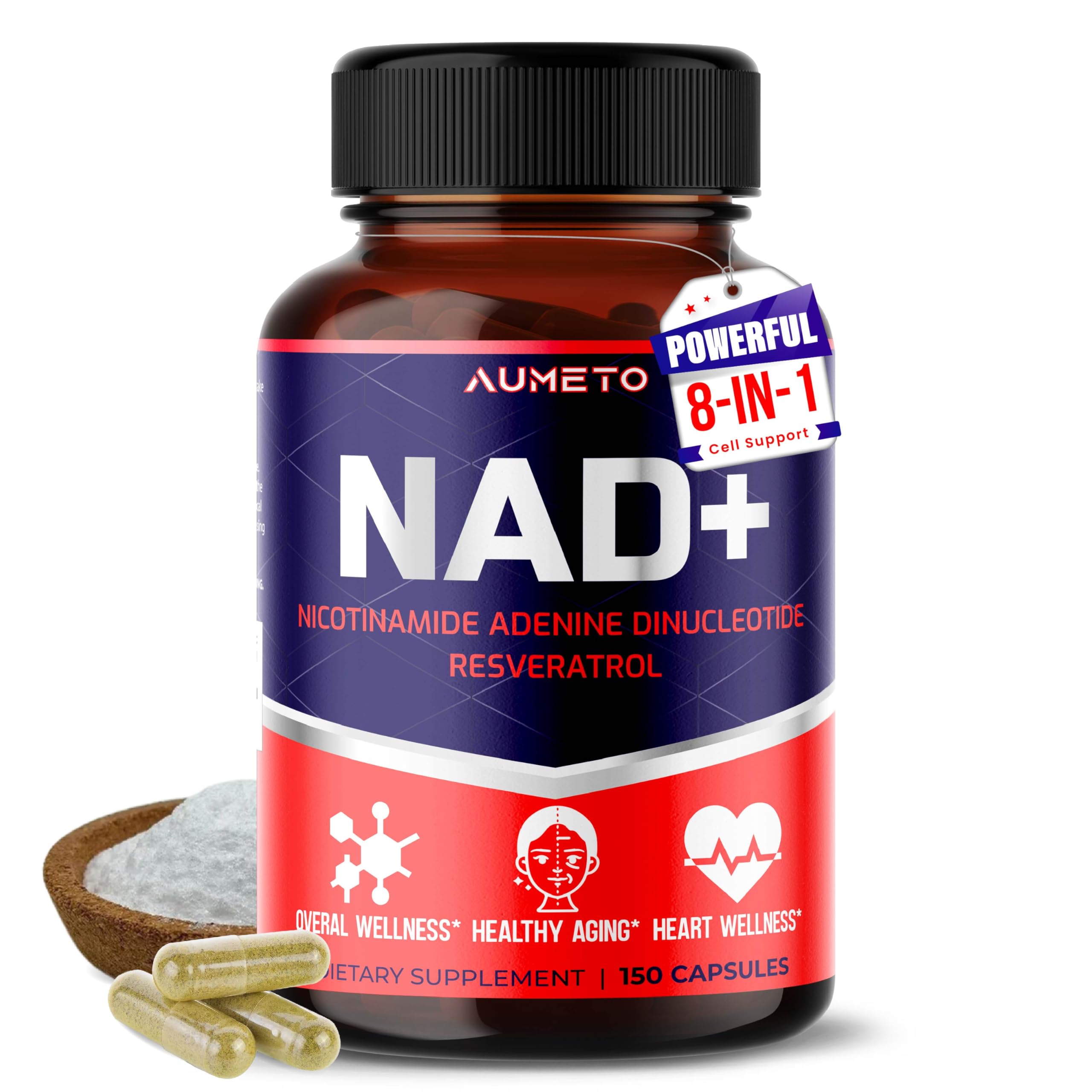 NAD+ 350mg bottle with Trans-Resveratrol, Quercetin & Rhodiola