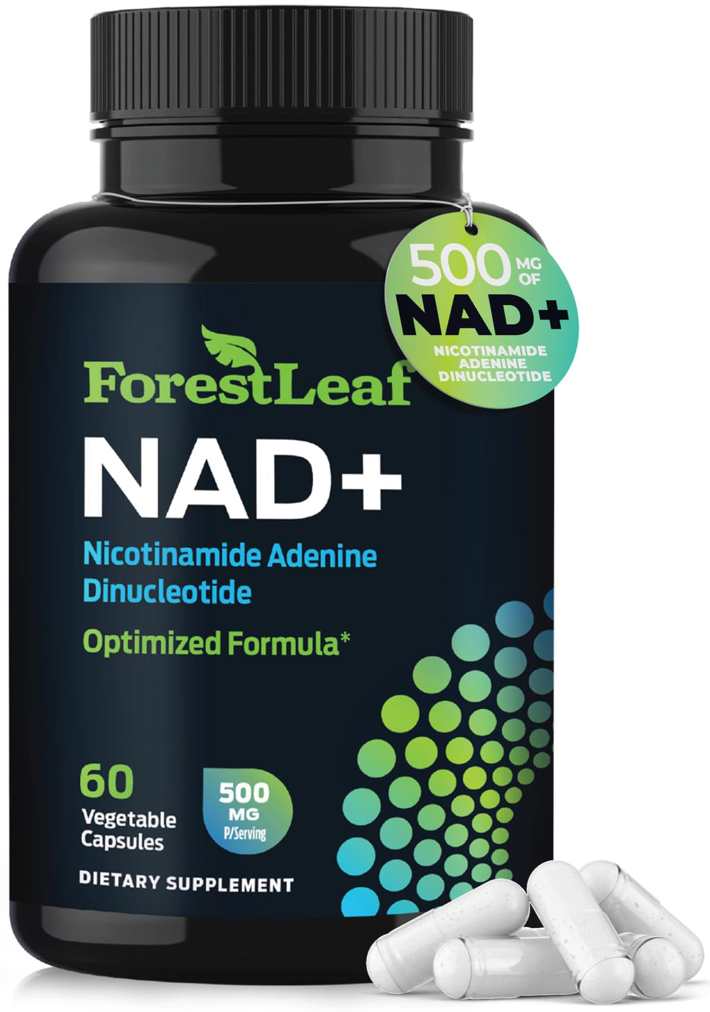 NAD+ 500mg bottle front label