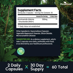 NAD+ supplement ingredients label