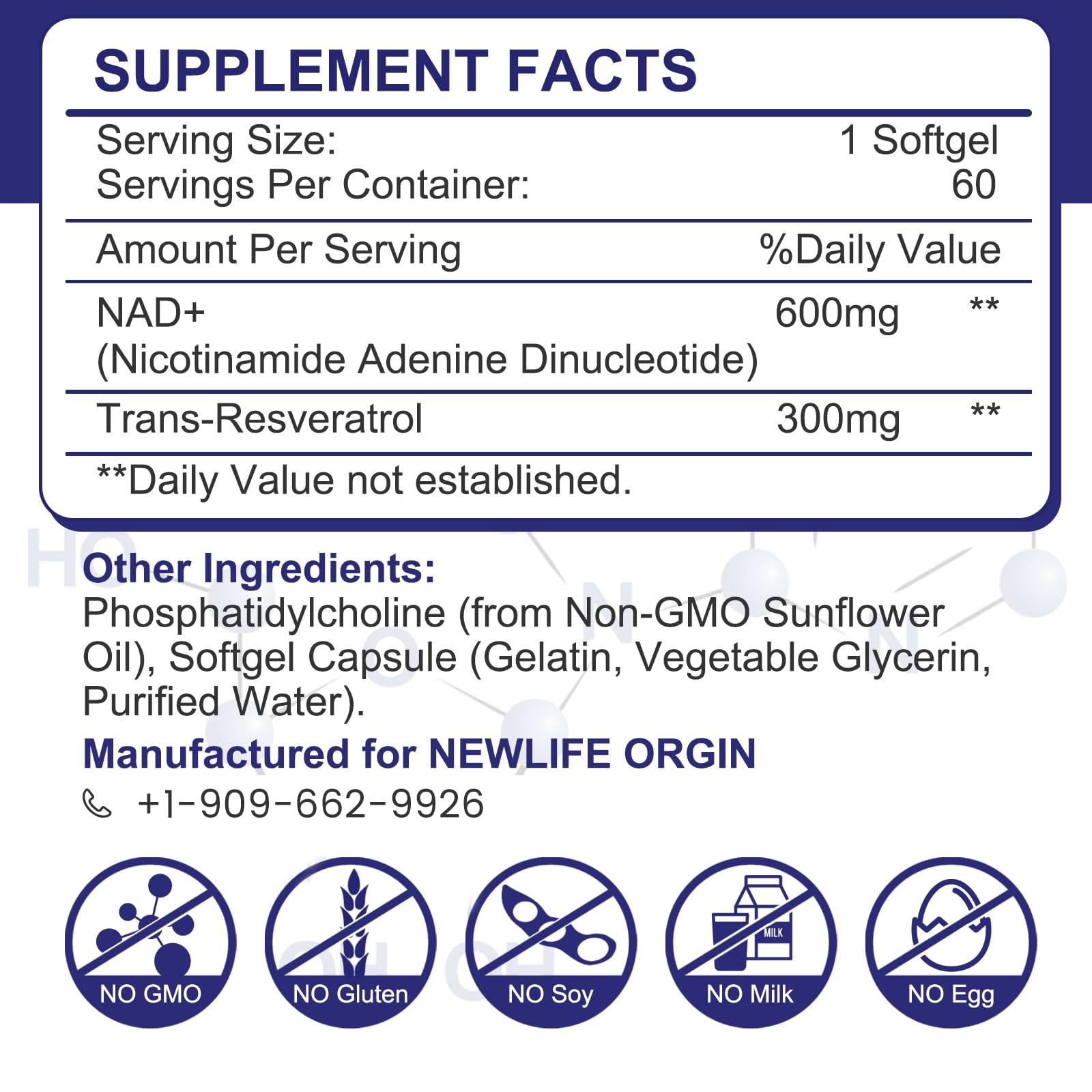 Close-up of the NAD+ liposomal supplement bottle