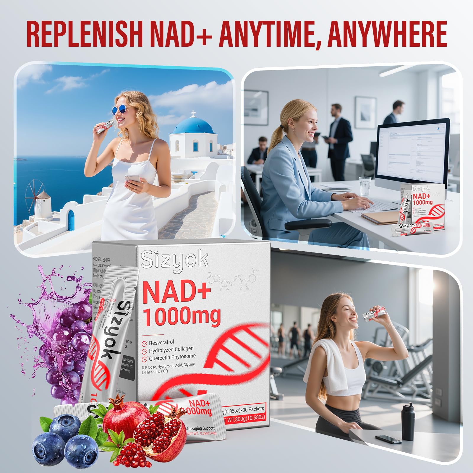 NAD+ liquid with emphasis on mitochondrial support and focus