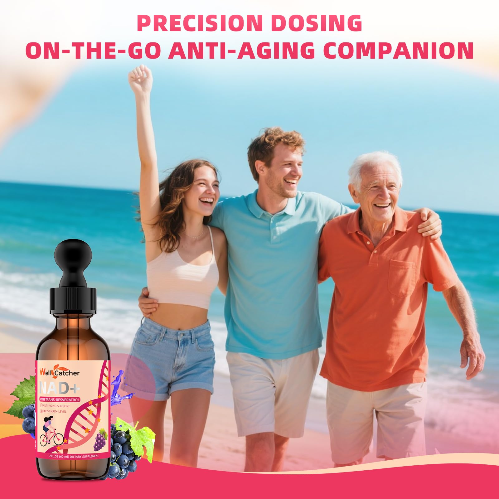 NAD+ grape flavor liquid supplement serving size 30