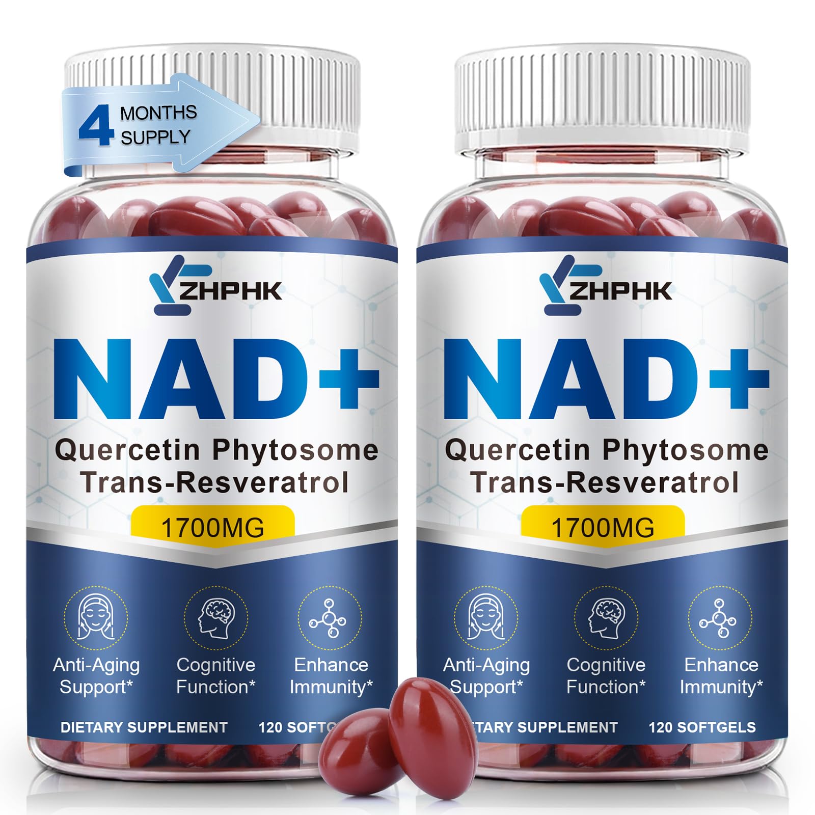 NAD supplement softgels bottle front view