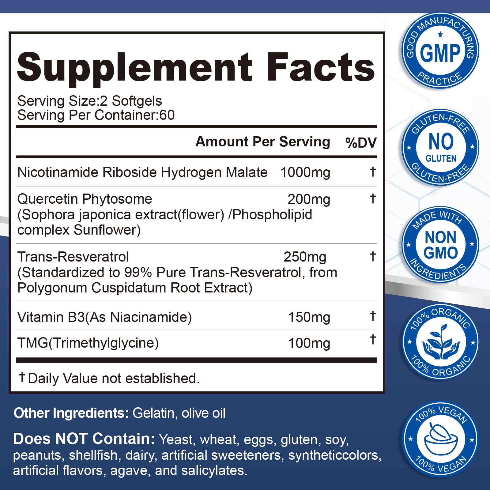 TMG and Vitamin B3 in the supplement