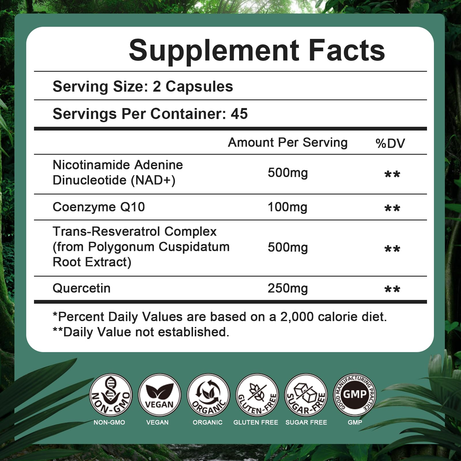 CoQ10 and Quercetin as part of the NAD+ formula