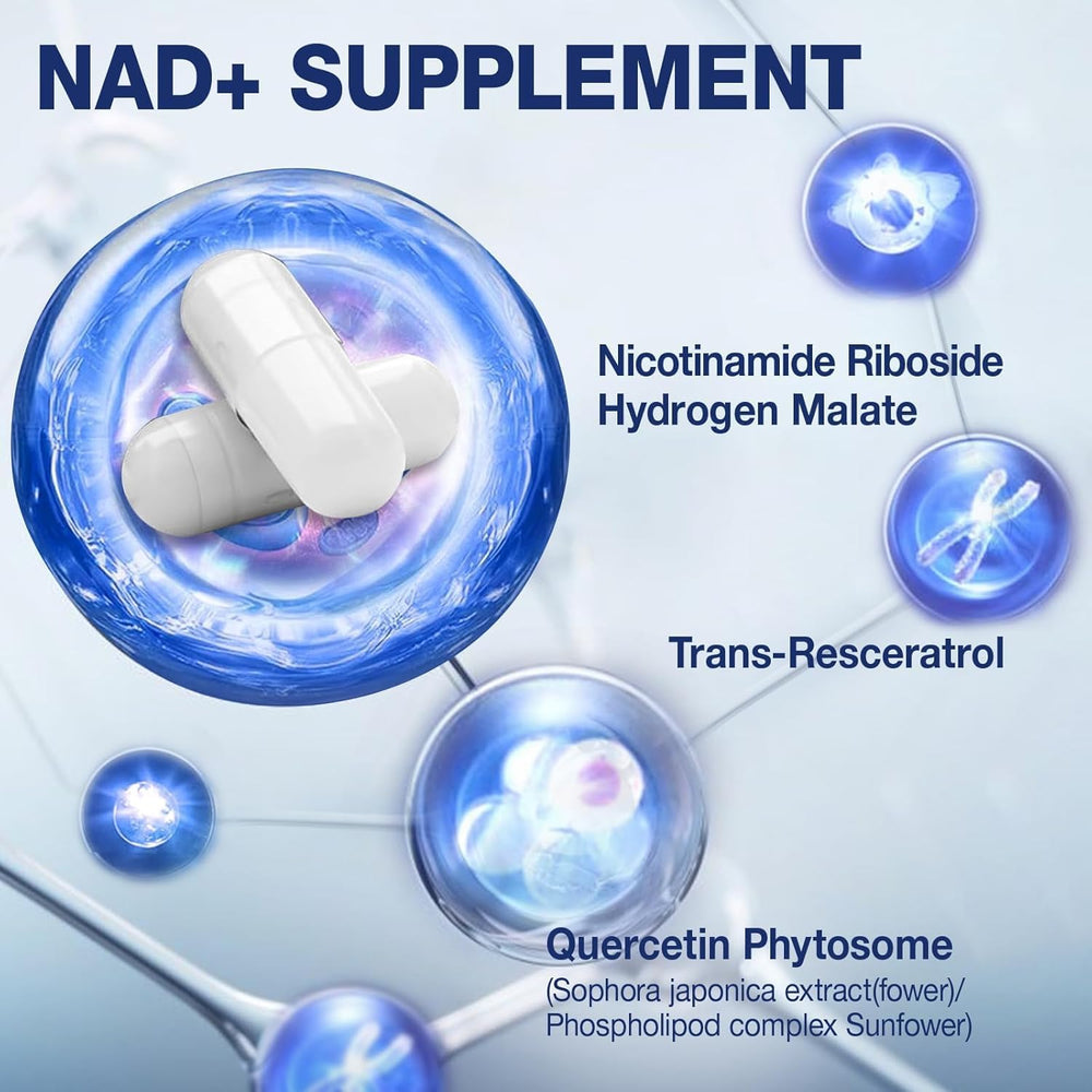 NAD+ supplement bottle showing 80 capsules