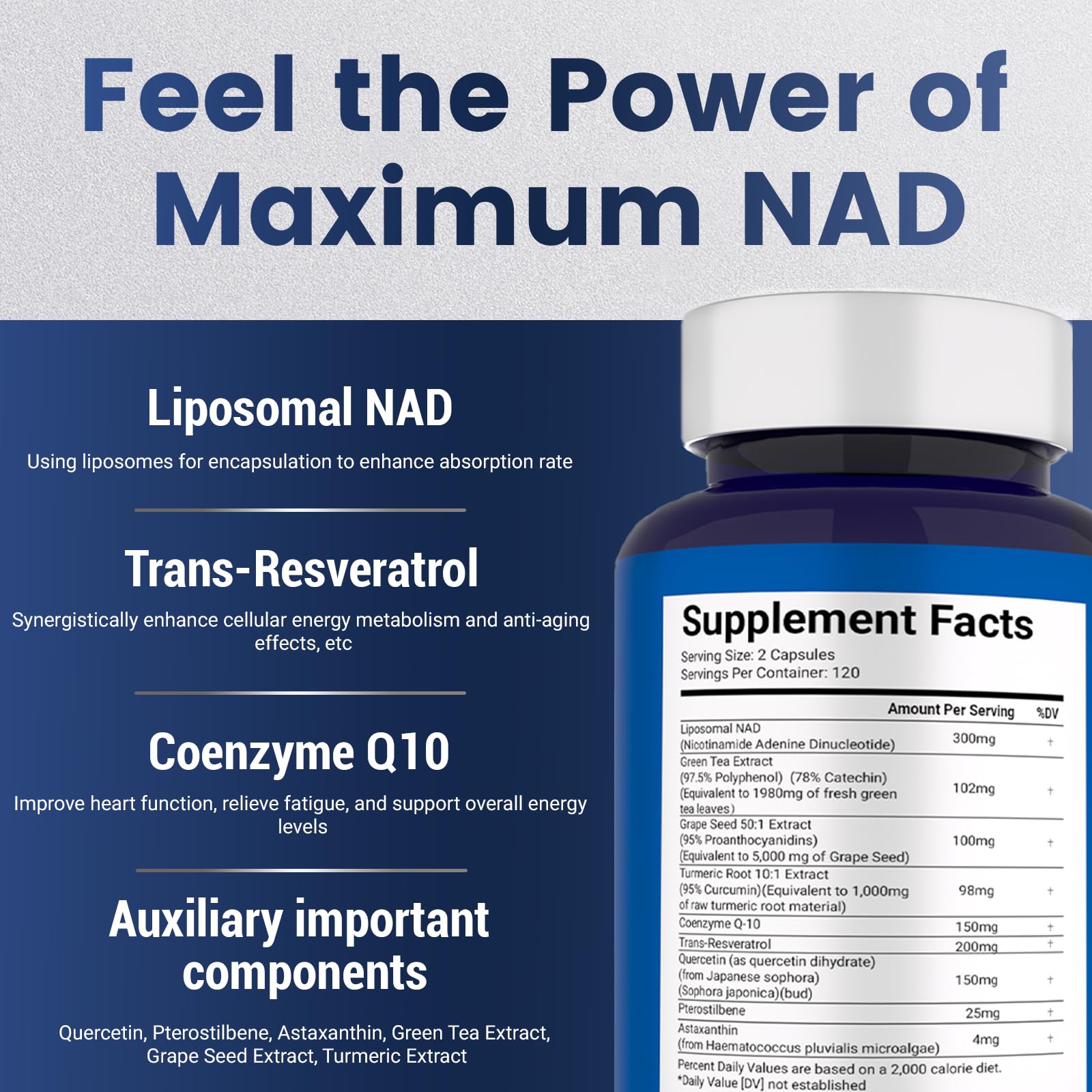 NAD+ liposomal supplement capsules