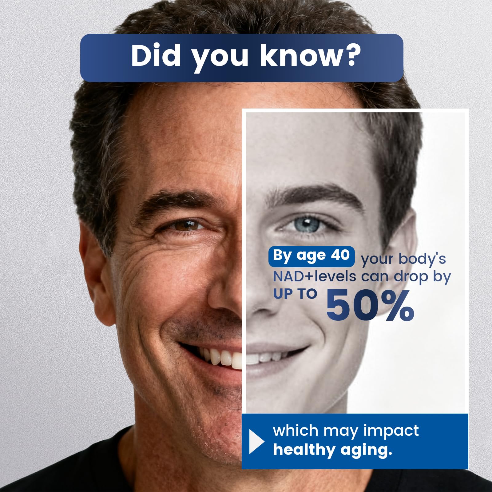 Vegan and gluten-free icons for NAD+ supplement