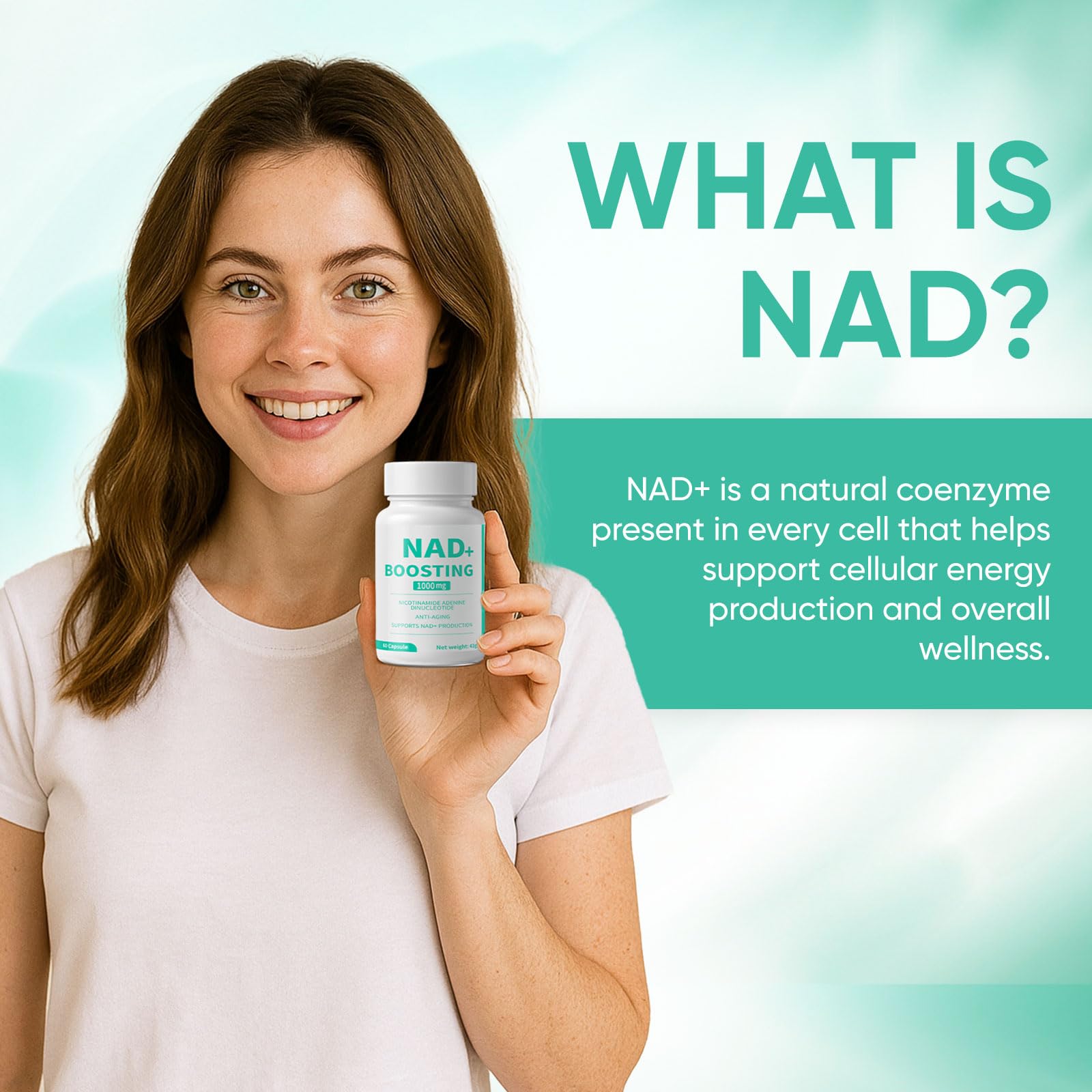 Capsules of NAD+ supplement for daily use