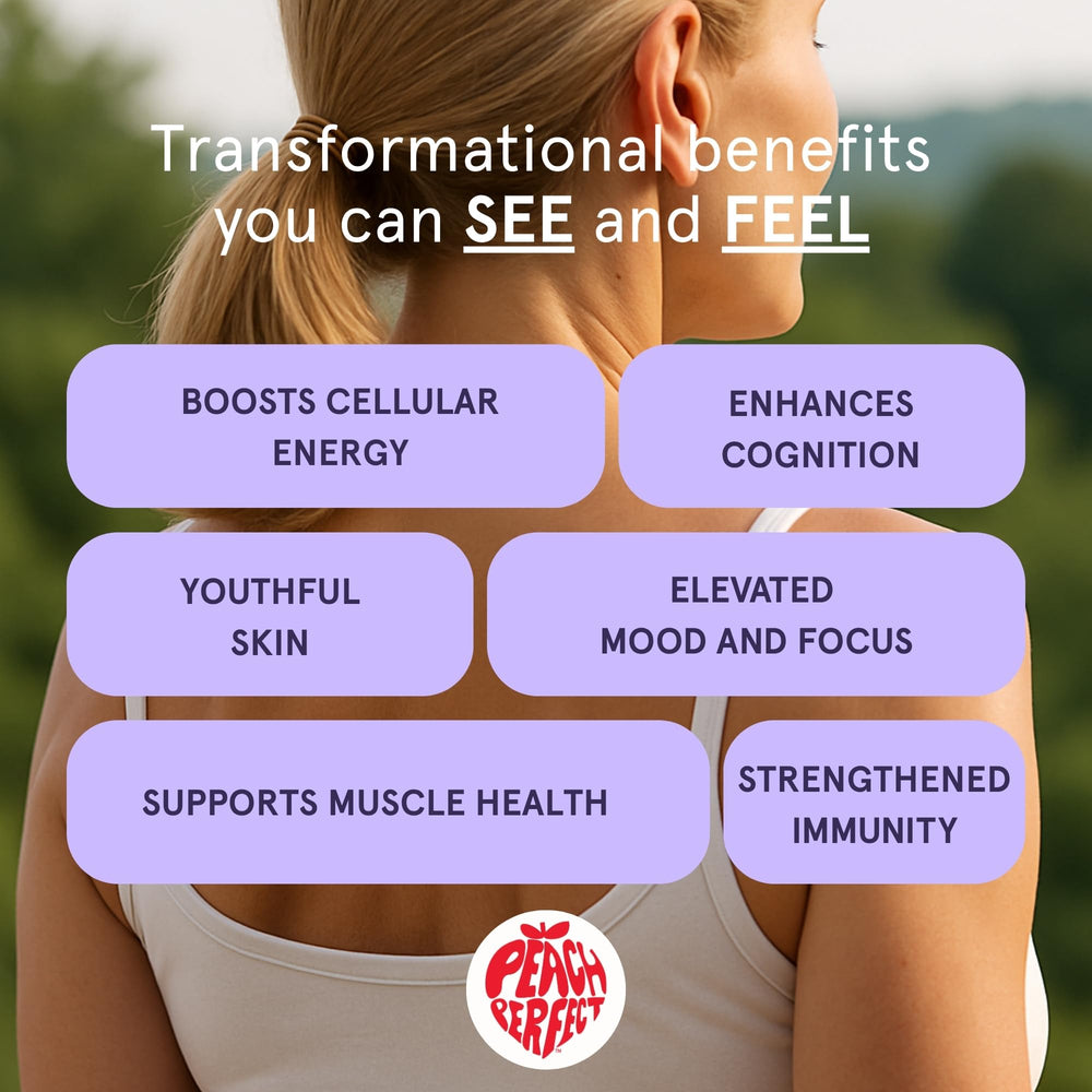 Product bottle highlighting NAD, beauty, energy, and hair skin nails benefits