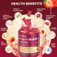 Close-up of NAD Gummies texture strawberry flavor