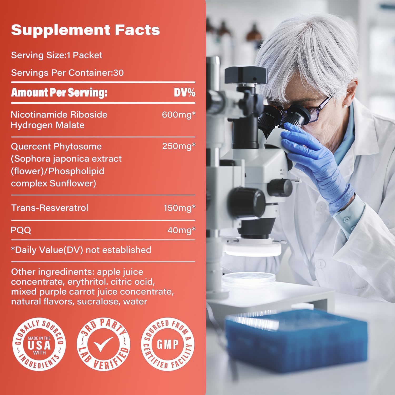 Ingredients highlight: Nicotinamide Riboside, Trans-Resveratrol, PQQ