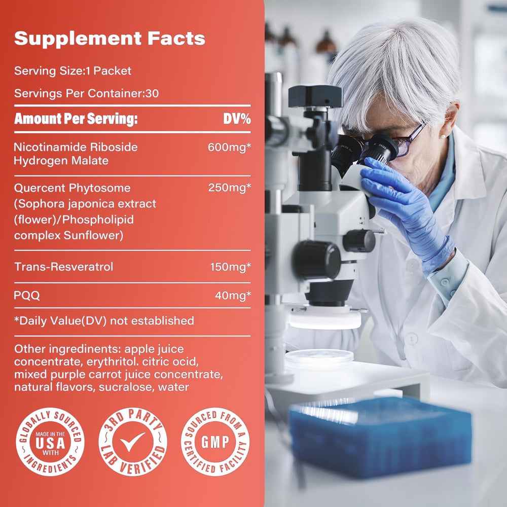 Ingredients highlight: Nicotinamide Riboside, Trans-Resveratrol, PQQ