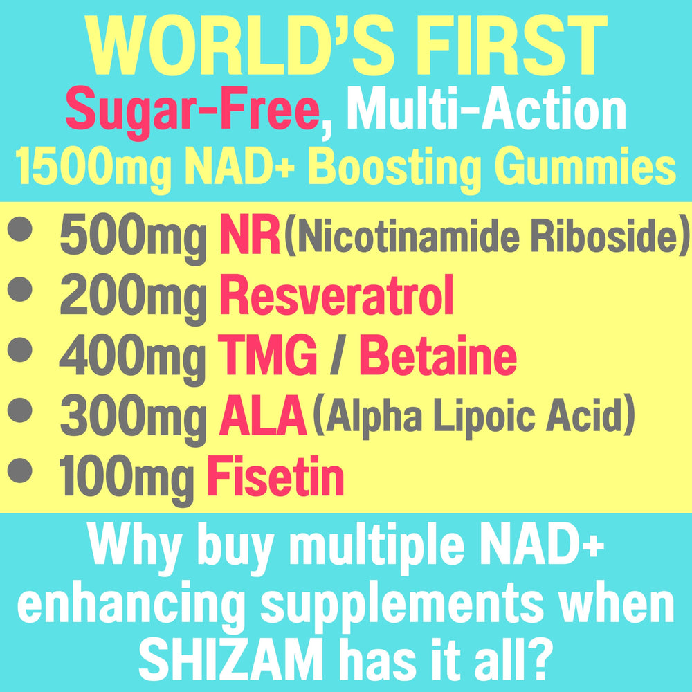 NAD+ 1500mg Sugar Free Gummies label and supplement facts