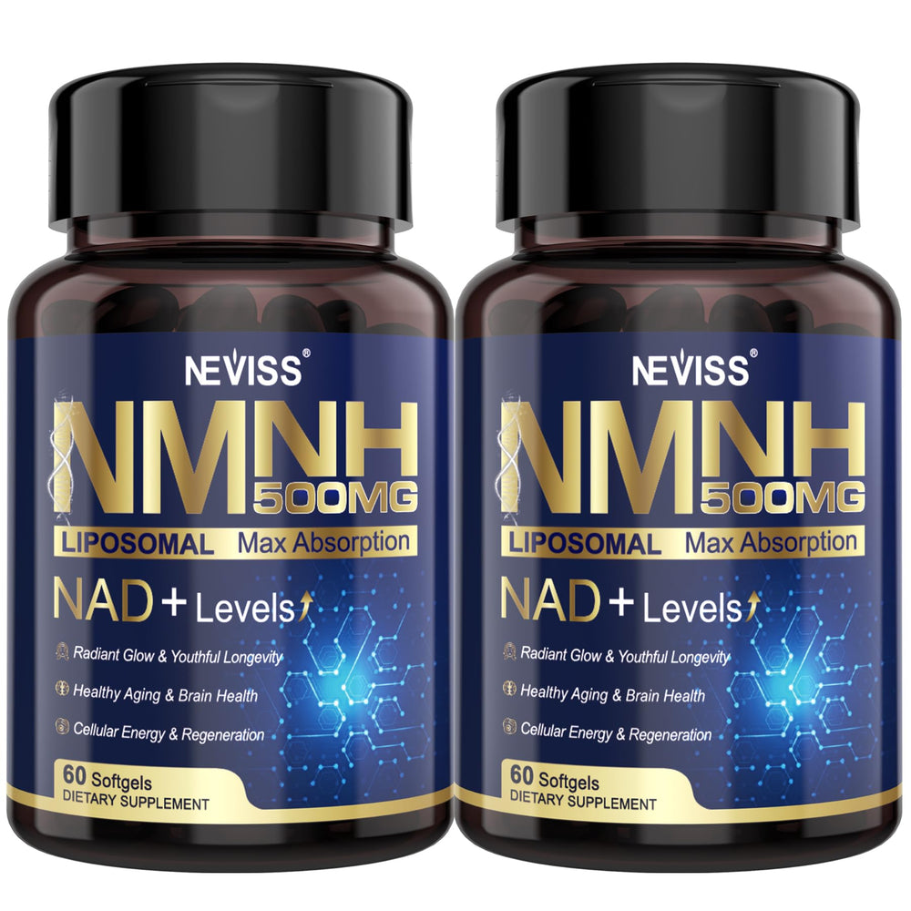 NAD+ NMNH liposomal supplement bottle – 500mg per softgel
