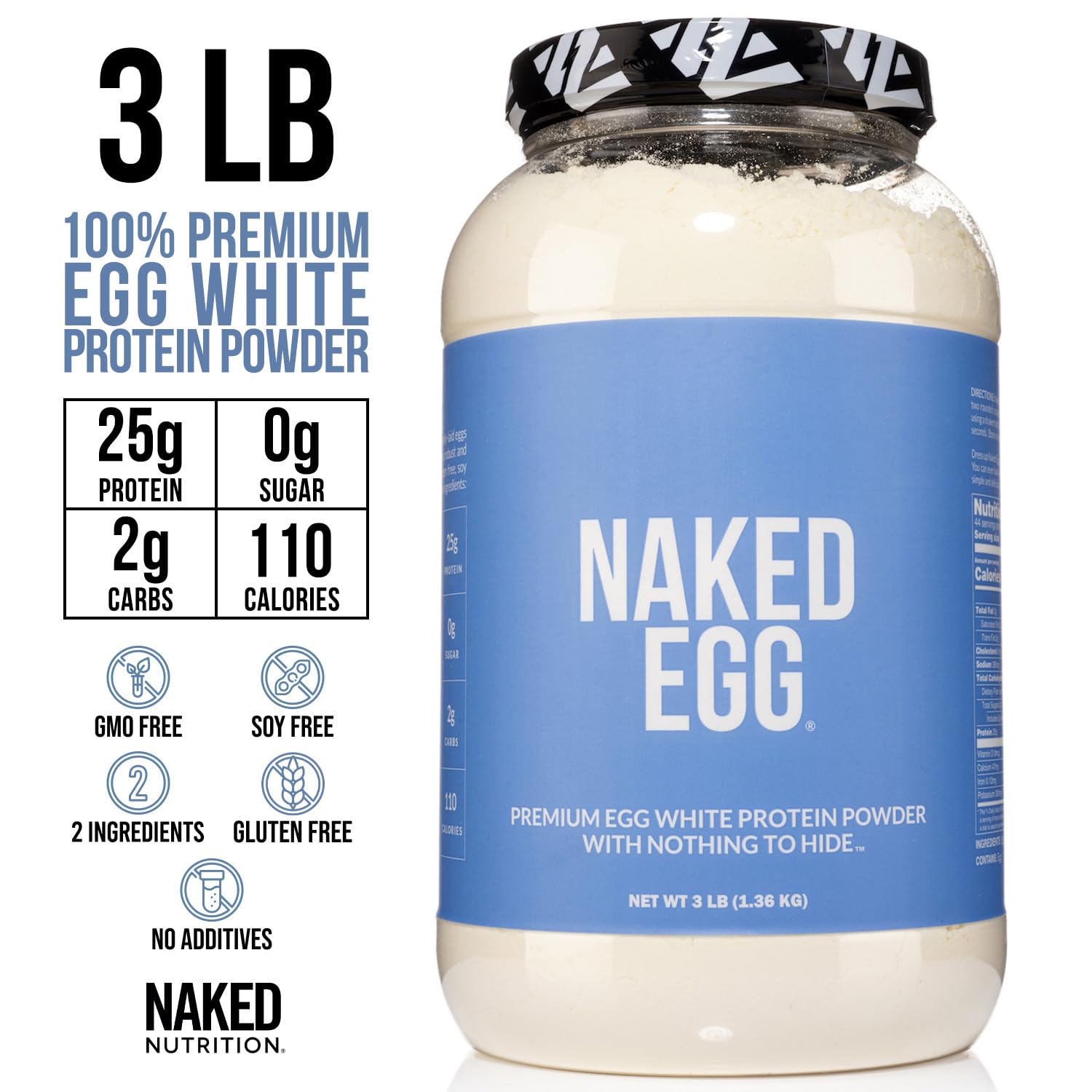 NAKED 3LB egg white protein powder-dissolve—smooth texture in beverages