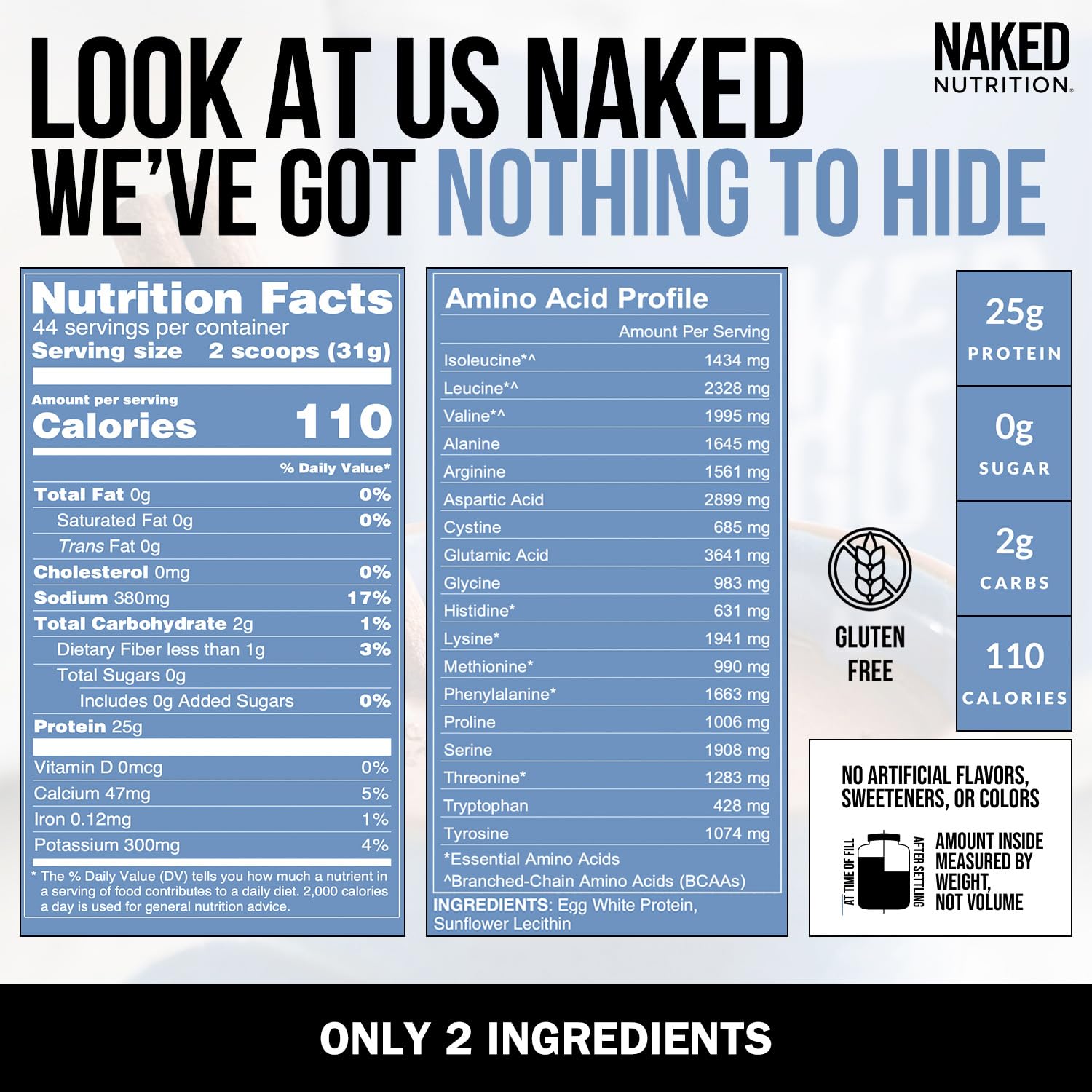 NAKED 3LB egg white protein scoop-dispense—easy to mix after workouts