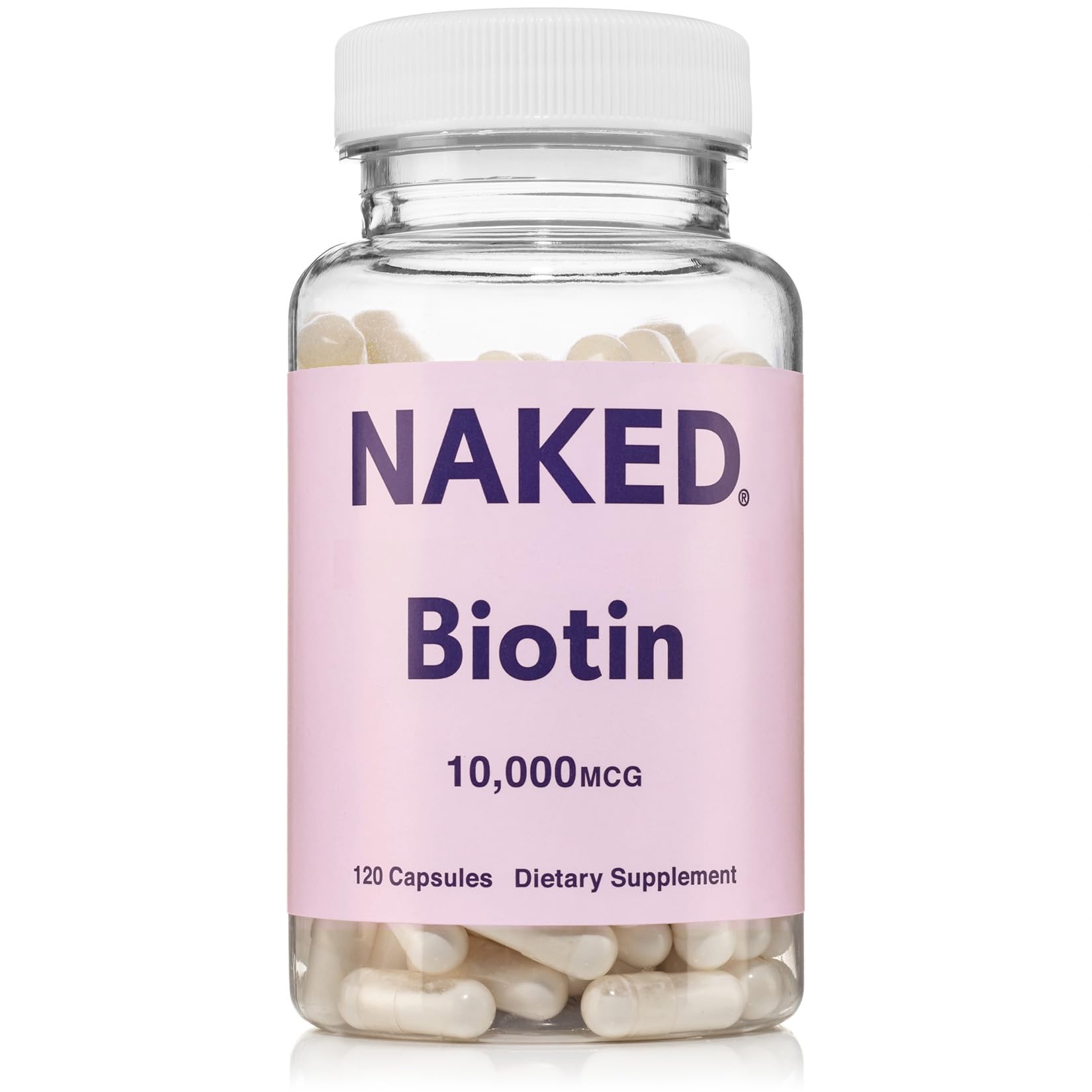 NAKED Biotin 10,000mcg bottle and capsules