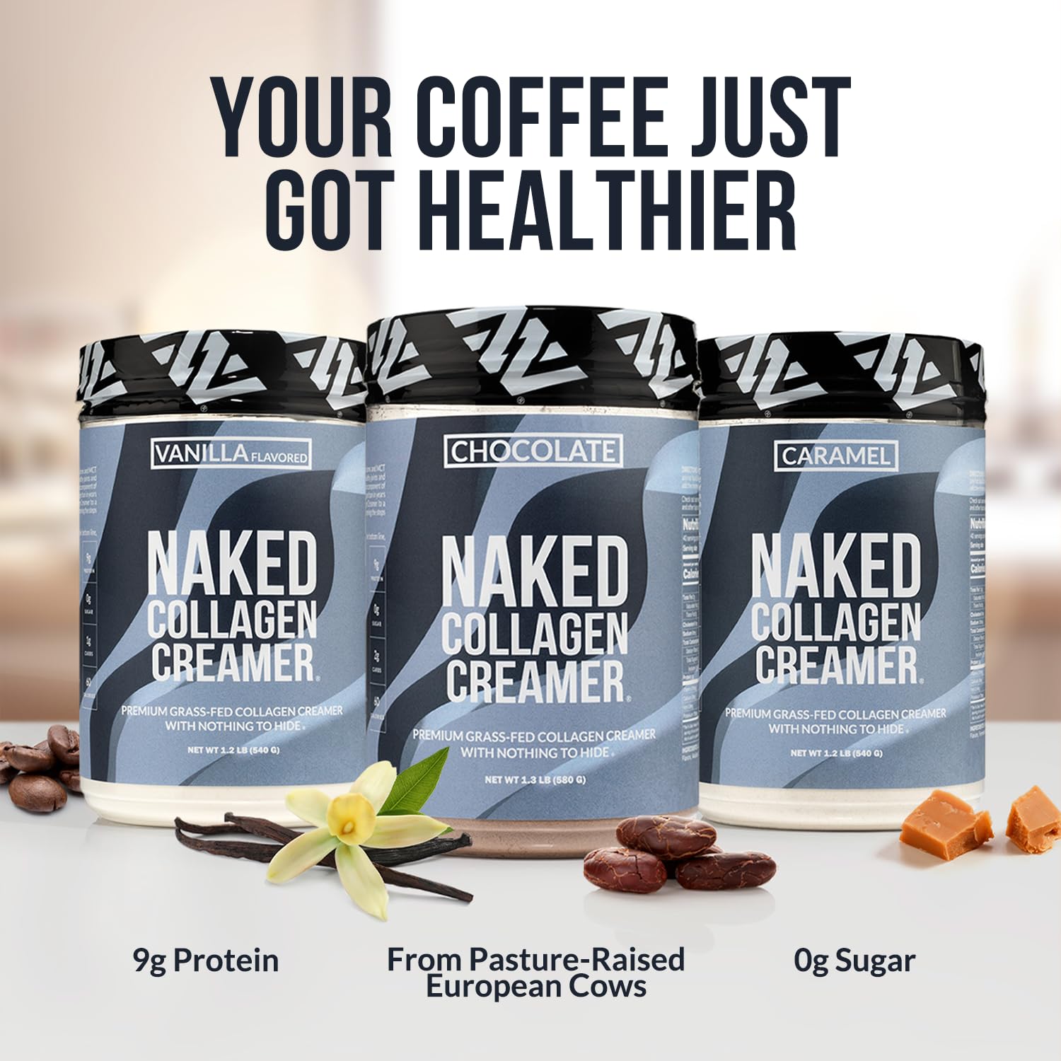 Nutrition facts panel for Naked Collagen Coffee Creamer Vanilla