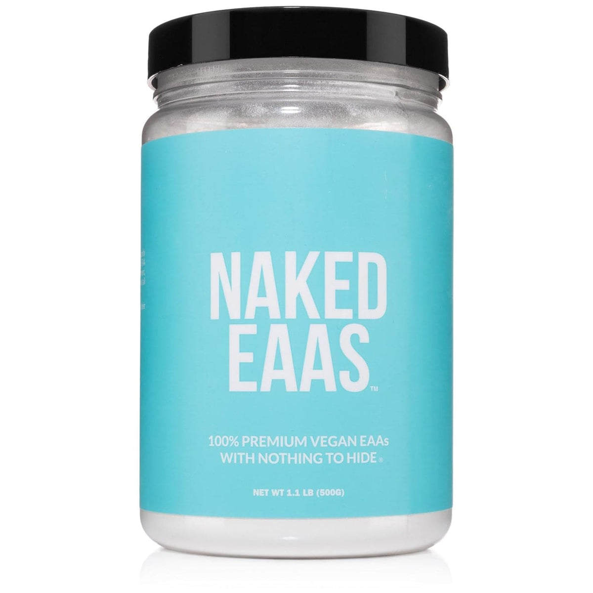 Front view of Naked EAAs 500g powder tub