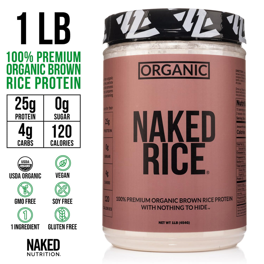 Close-up of Naked Rice protein powder scoop