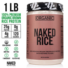 Close-up of Naked Rice protein powder scoop