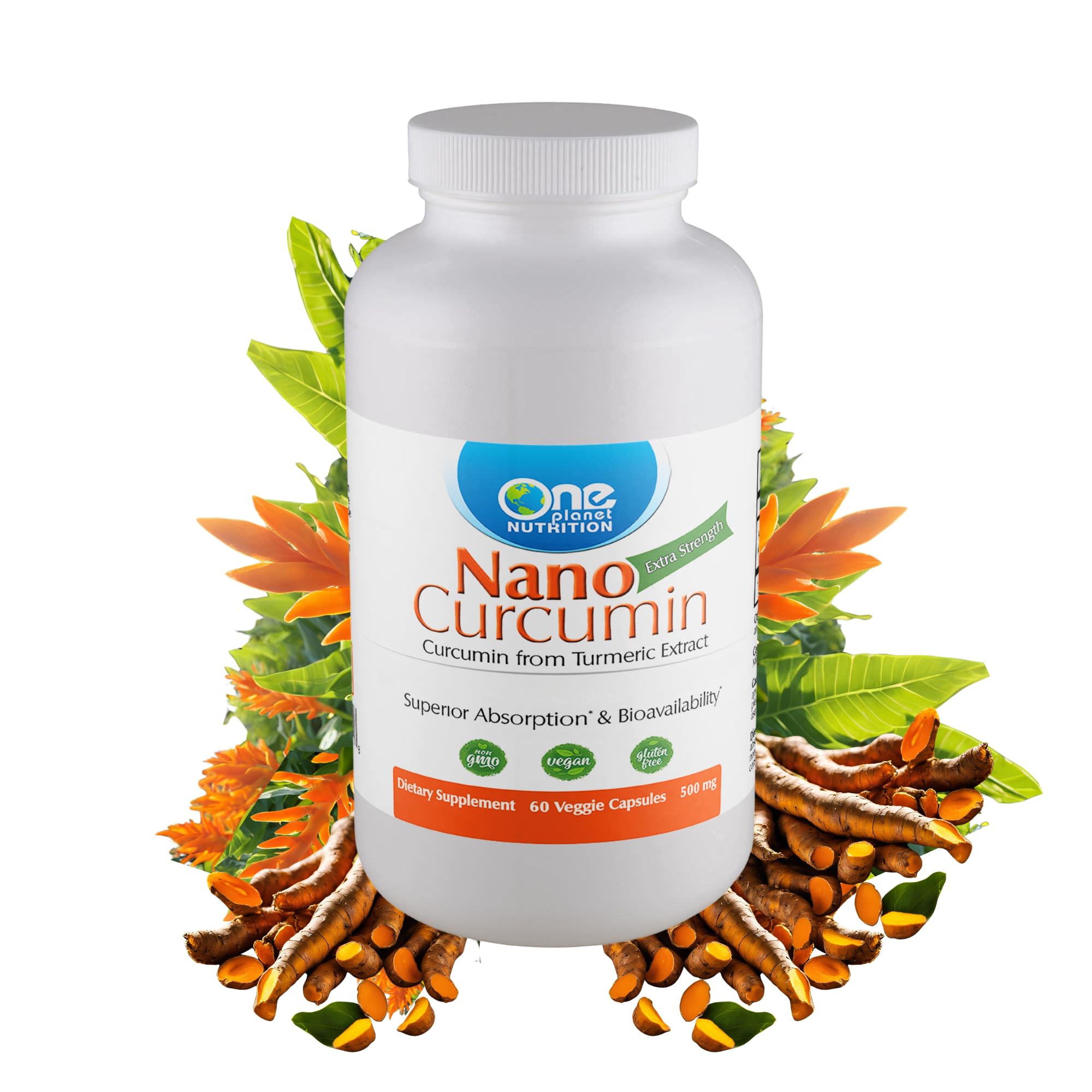 Nano Curcumin 500 mg veggie capsules – front view