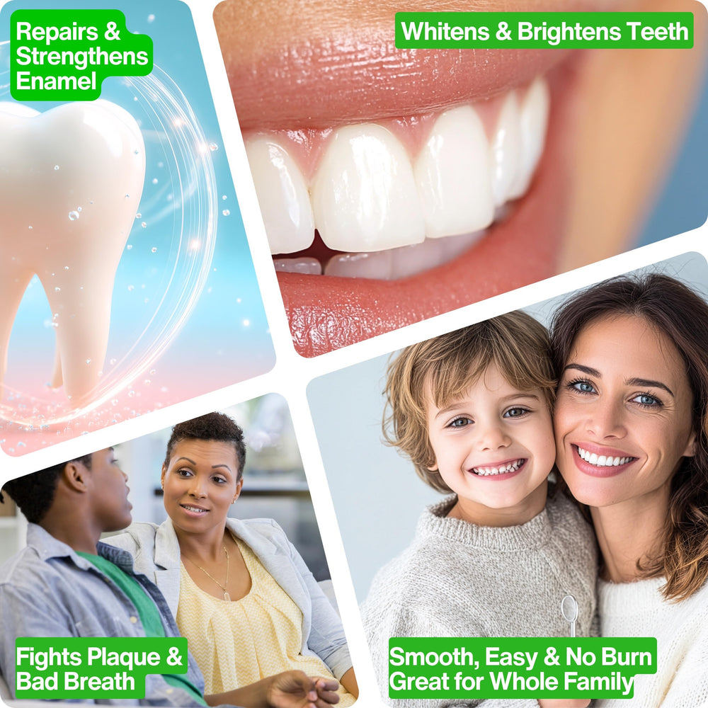Product packaging box with enamel protection and whitening icons