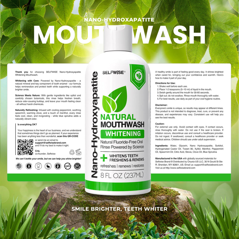 Family-friendly mouthwash bottle on a bathroom counter