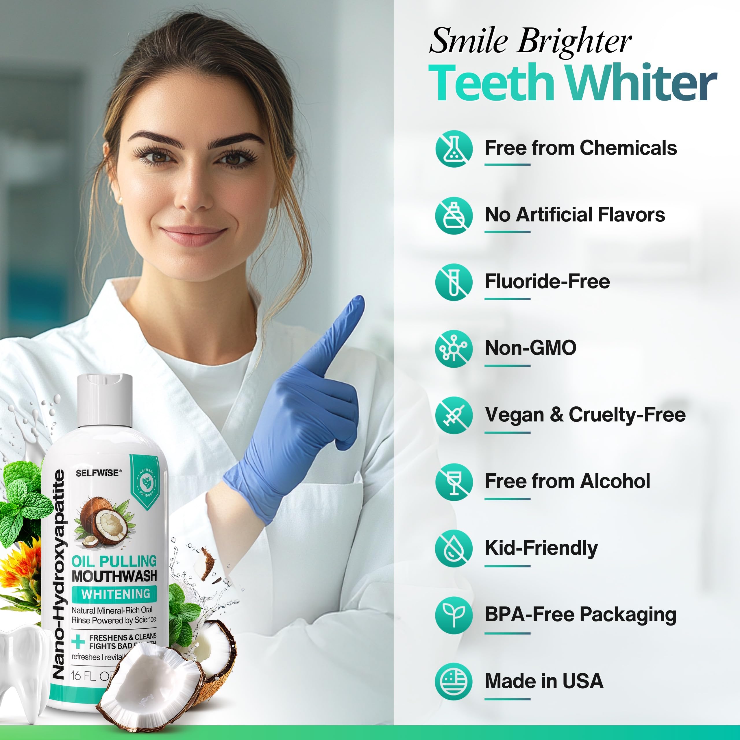 USA-made natural fluoride-free oral care mouthwash