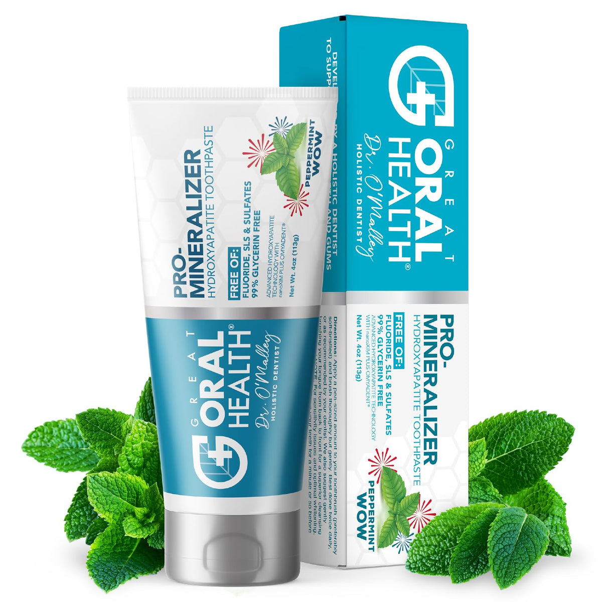 Tube of nano hydroxyapatite toothpaste peppermint flavor