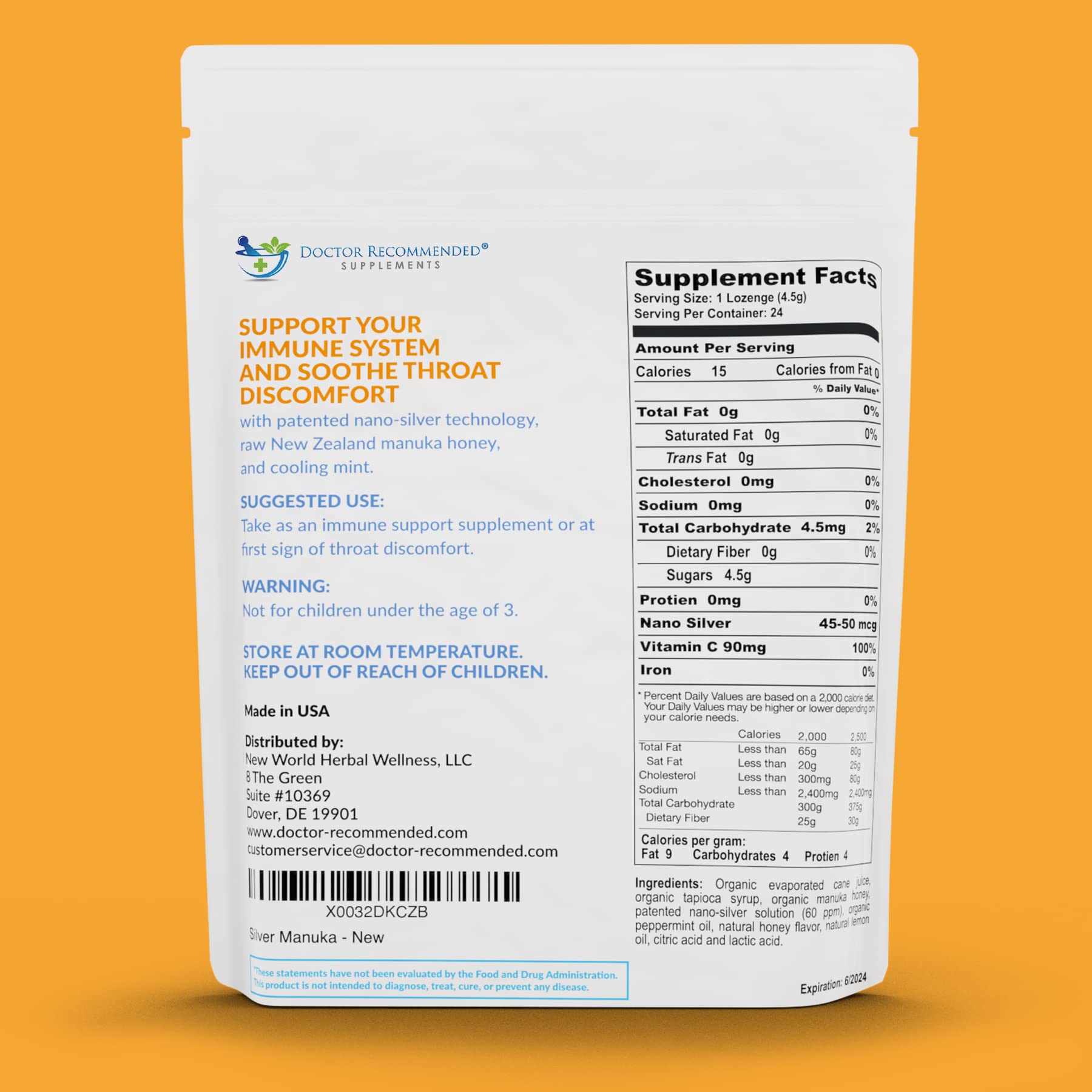 Illustration of nano silver 60 PPM with 45-50 mcg per serving