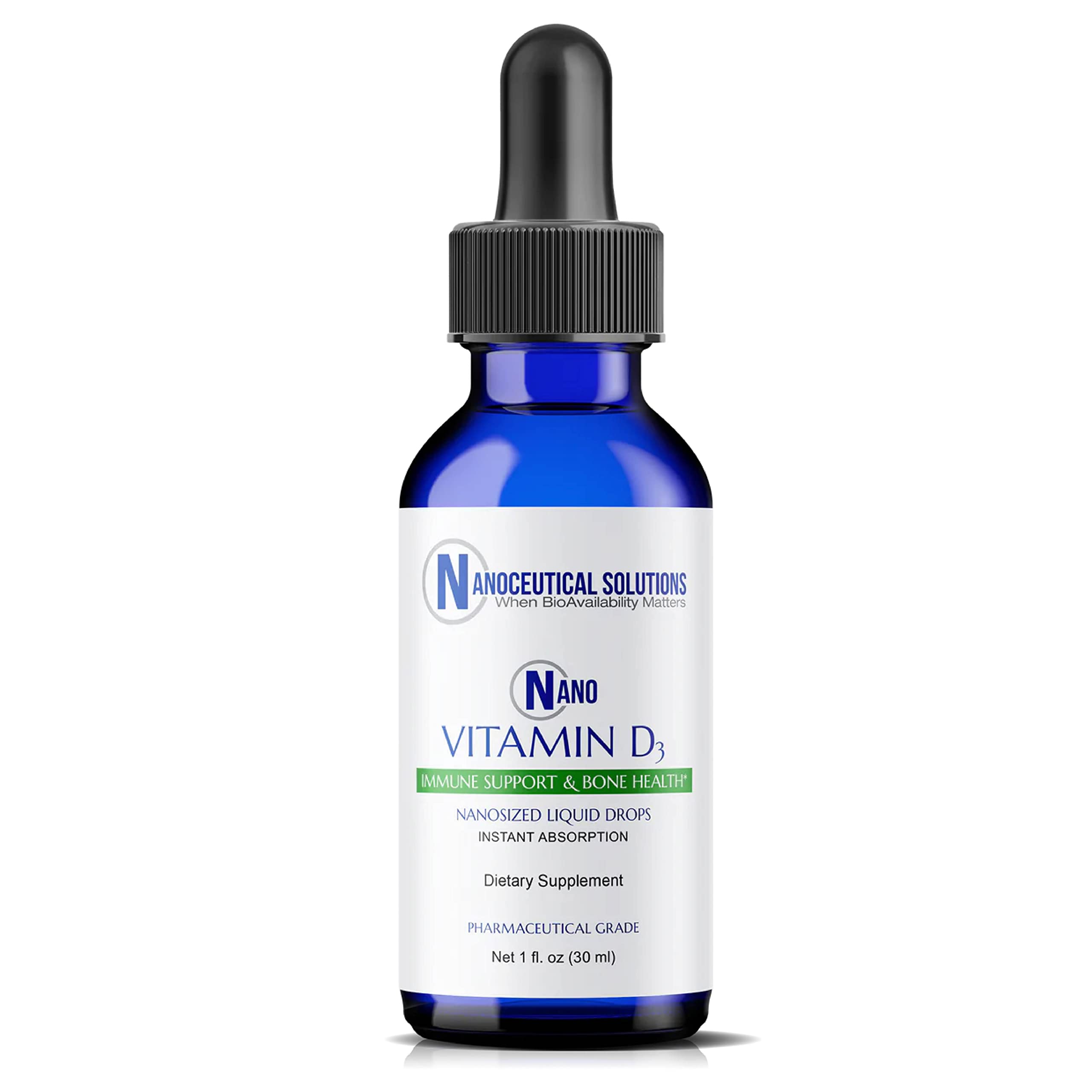 NANO VITAMIN D3 nanosized liquid drops bottle – front view
