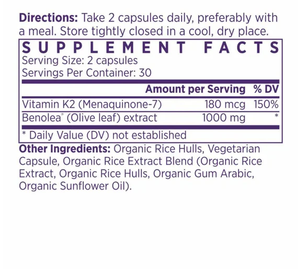 Close-up of olive leaf extract and vitamin K2 ingredients in NAOMI BP Advanced