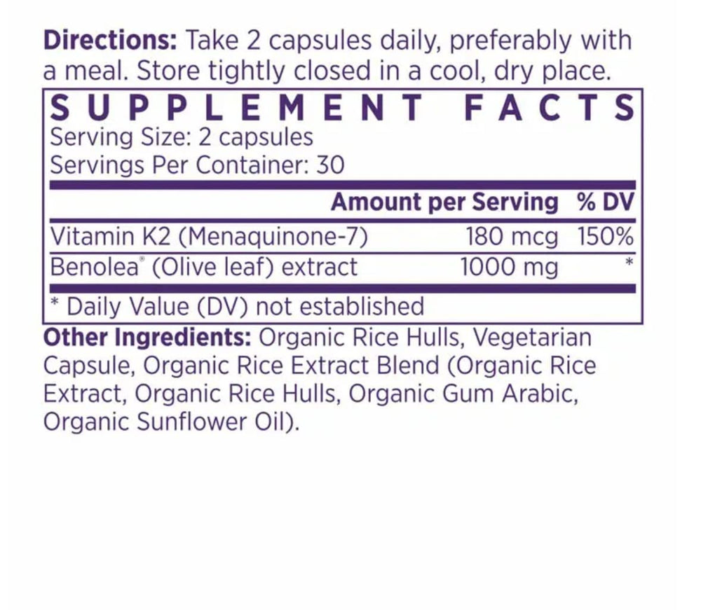 Close-up of olive leaf extract and vitamin K2 ingredients in NAOMI BP Advanced