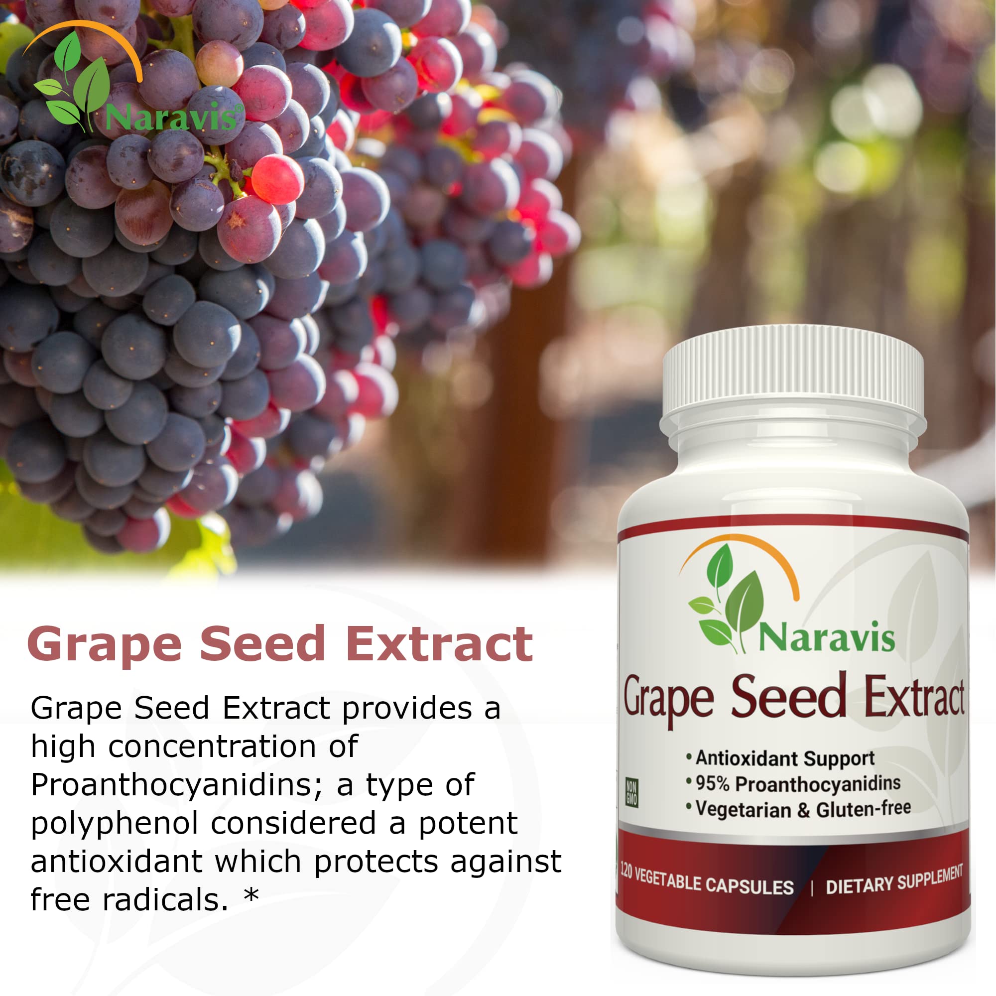 Naravis Grape Seed Extract product box and bottle
