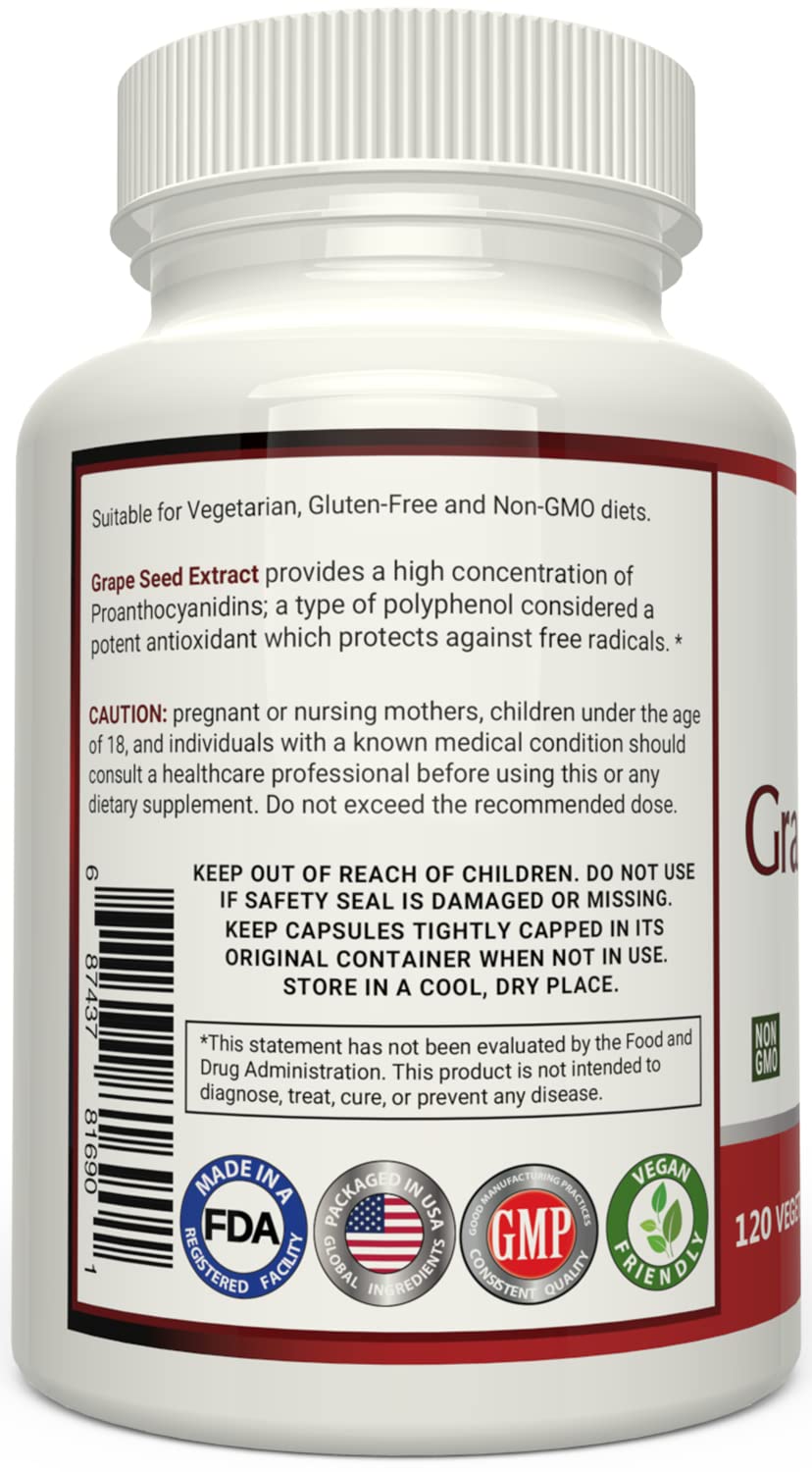Label close-up highlighting 95% Proanthocyanidins