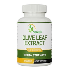 Naravis Olive Leaf Extract bottle and capsules display front view