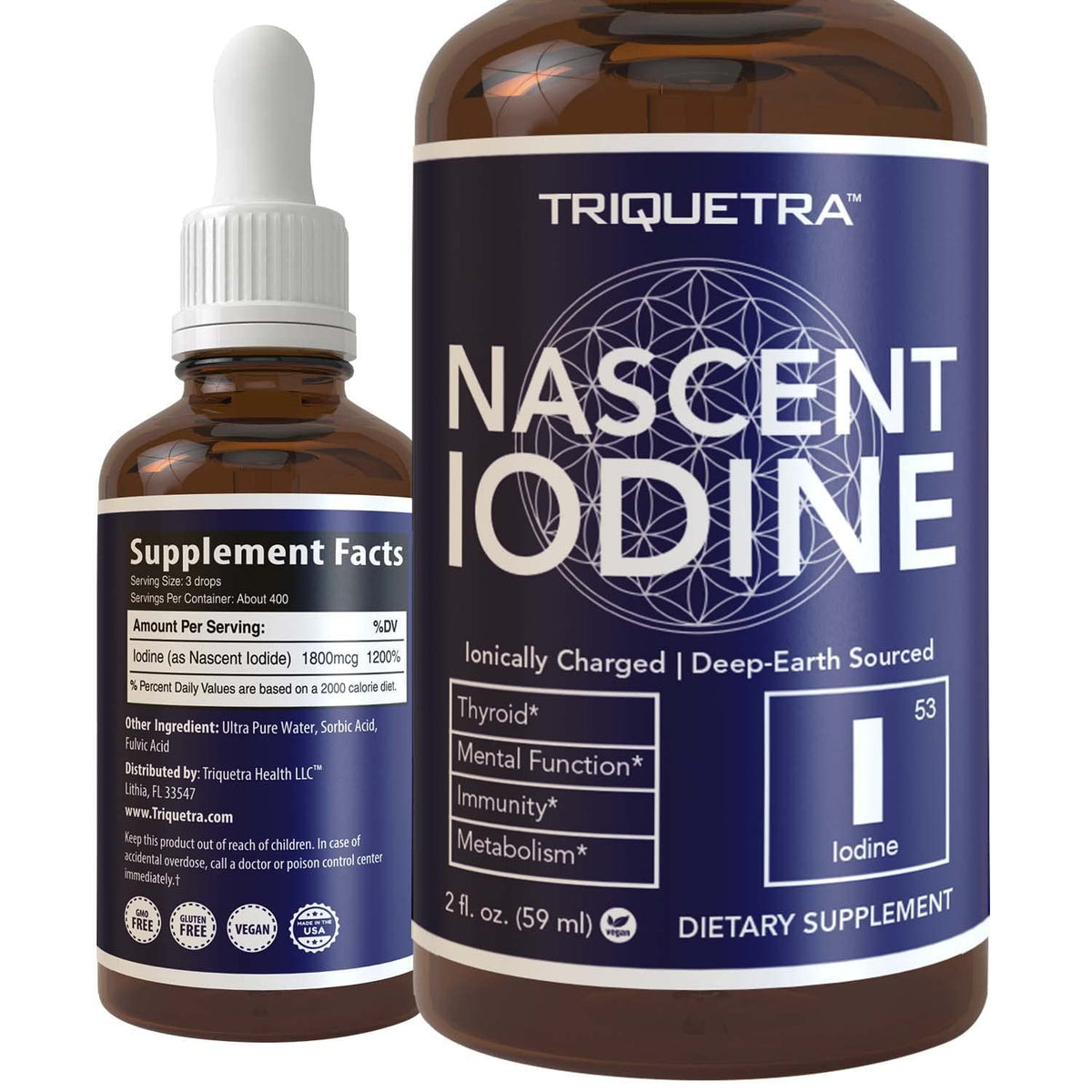 Nascent Iodine supplement in glass bottle