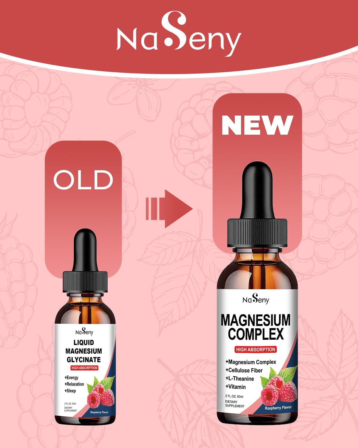 Graphic showing 400 mg magnesium glycinate with vitamin D and B6