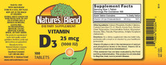 Nature's Blend NAT B VIT D3 TB 1000IU 100 bottle