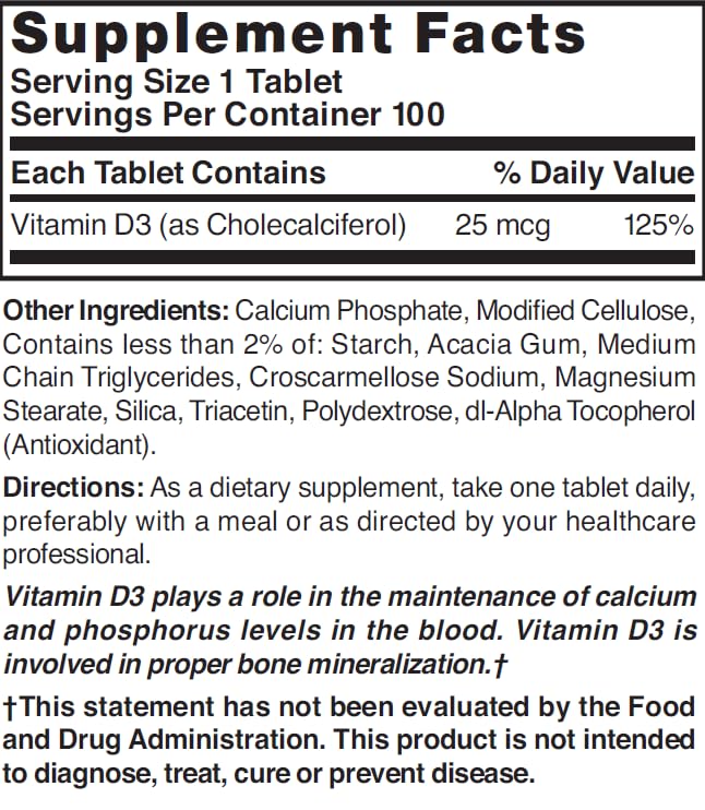 Close-up of NAT B VIT D3 TB 1000IU 100 packaging
