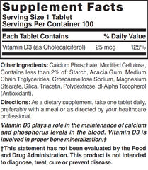 Close-up of NAT B VIT D3 TB 1000IU 100 packaging