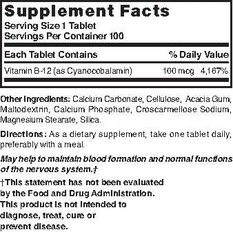 NAT B Vitamin B-12 TB 100MCG packaging