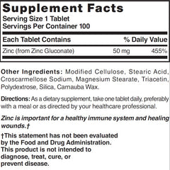 NAT B ZINC GLUC TB 50MG 100 bottle - packaging box