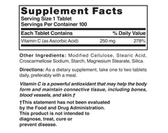 Vitamin C 250 mg tablets close-up