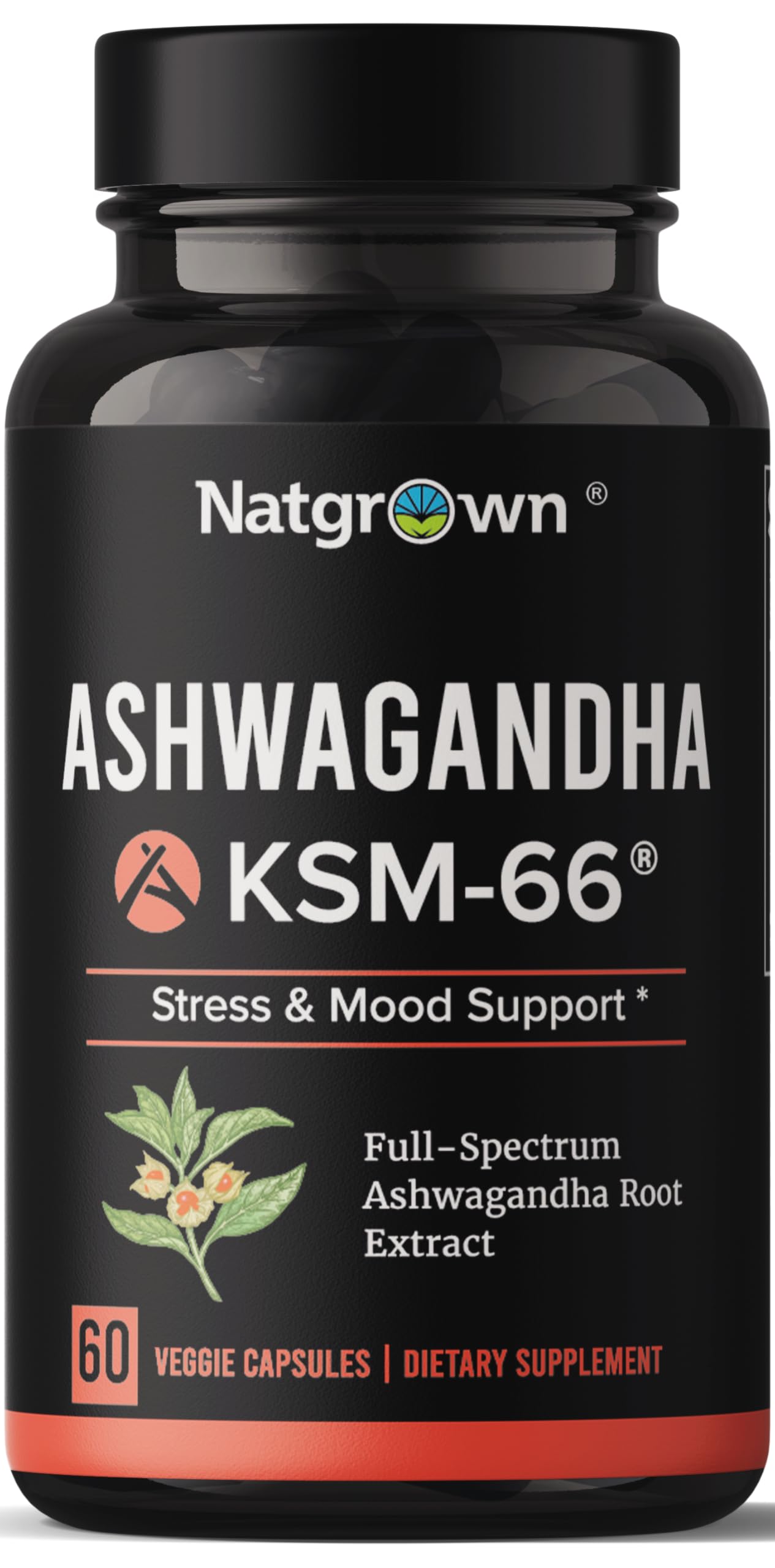 Natgrown Ashwagandha KSM-66 bottle front view