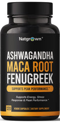 Natgrown Ashwagandha Maca Fenugreek capsules 120 count - hero image