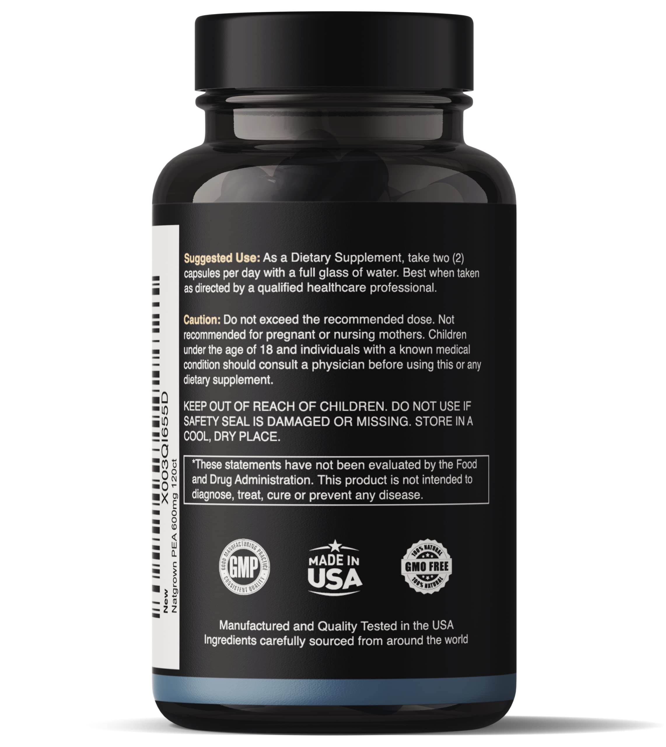 Natgrown PEA supplement bottle label with ingredients