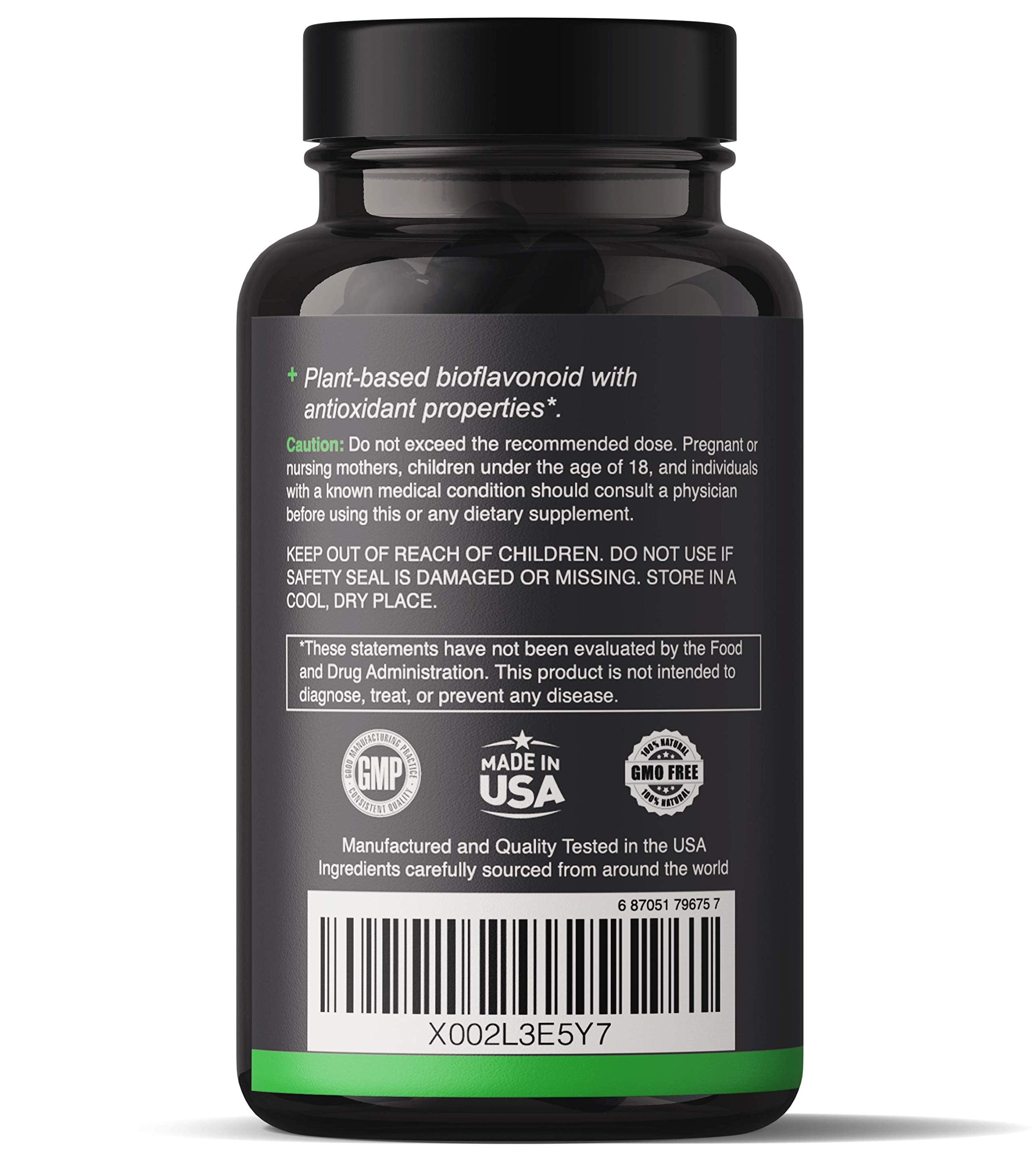 Back label showing ingredients and supplement facts